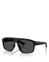 Prada Linea Rossa Rectangular Sunglasses, 59mm In Black