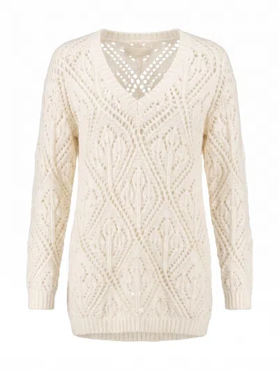 Prada Linea Rossa Shetland Crochet Sweater In White
