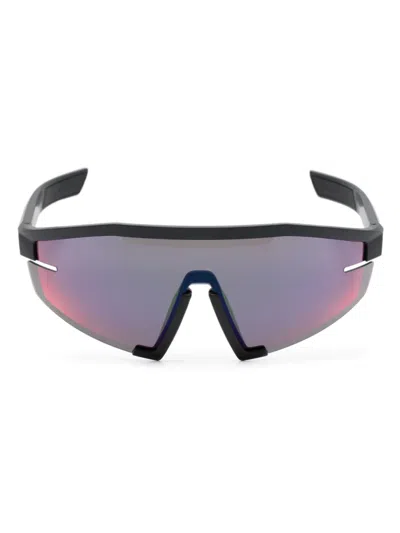 Prada Linea Rossa Shield-frame Sunglasses In Black
