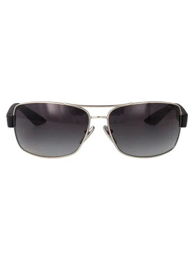 Prada Linea Rossa Silver Metal Sunglasses In Neutral