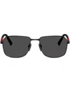 Prada Linea Rossa 57mm Rectangular Sunglasses In Matte Black