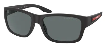 Pre-owned Prada Linea Rossa Sps 01ws Rubber Black/dark Grey Polarized (dg0-02g) Sunglasses In Gray