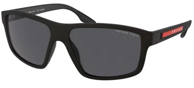 Pre-owned Prada Linea Rossa Sps 02x Matte Black/grey Polarized (dg0-02g) Sunglasses