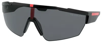 Pre-owned Prada Linea Rossa Sps 03x Black Rubber/grey Polarized (dg0-5z1) Sunglasses