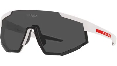 Pre-owned Prada Linea Rossa Sps 04ws Rubber White/dark Grey (twk-06f) Sunglasses In Gray