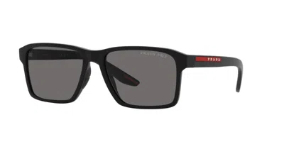 Pre-owned Prada Linea Rossa Sps 05ys Rubber Black/dark Grey Polarized (dg0-02g) Sunglasses In Gray