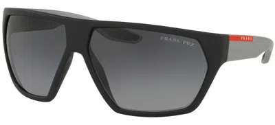 Pre-owned Prada Linea Rossa Sps 08u Black Rubber/grey Shaded Polarized (4535w1) Sunglasses