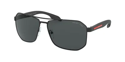Pre-owned Prada Linea Rossa Sps 51v Black Rubber/grey Polarized (dg0-5z1) Sunglasses In Gray