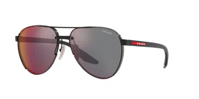 Pre-owned Prada Linea Rossa Sps 51ys Matte Black/blue Red Mirrored (1bo-08f) Sunglasses In Gray