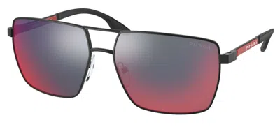 Pre-owned Prada Linea Rossa Sps 51ys Ruthenium/grey Shaded (5av-09u) Sunglasses
