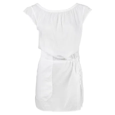 Pre-owned Prada Linea Rossa S/s 1999 White Cotton Beachwear Drawstring Mini Dress It40