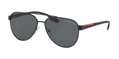 Pre-owned Prada Linea Rossa Stubb Sps 54t Black/grey Polarized (1ab-5z1 A) Sunglasses
