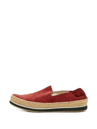 Pre-owned Prada Linea Rossa Suede Espadrilles In Red