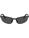 Prada Linea Rossa Matte Black Metal Sunglasses In Black