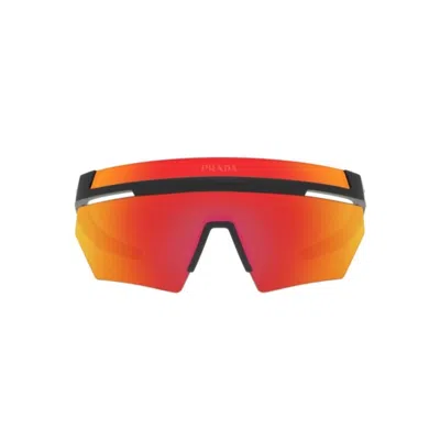 Pre-owned Prada Linea Rossa Sunglasses Ps 01ys 1bo02u Matte Black Frame Mirror Orange In Gray
