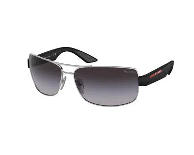 Pre-owned Prada Linea Rossa Sunglasses Ps 50zs 1bc09u Silver Grey Man In Gray