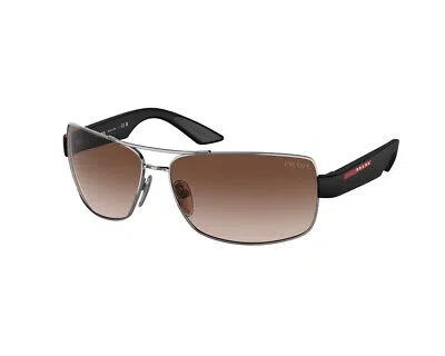 Pre-owned Prada Linea Rossa Sunglasses Ps 50zs 5av02p Gunmetal Brown Man