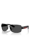 Prada Linea Rossa Wraparound Sunglasses, 65mm In Black