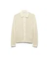 Prada Open-knit Collared Cardigan In Neutral