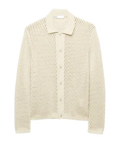 Prada Linen And Cotton Cardigan In Nude