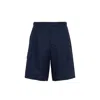 Prada Blue Linen Bermuda Shorts In Blue