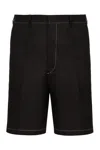 Prada Linen Bermuda-shorts In Black