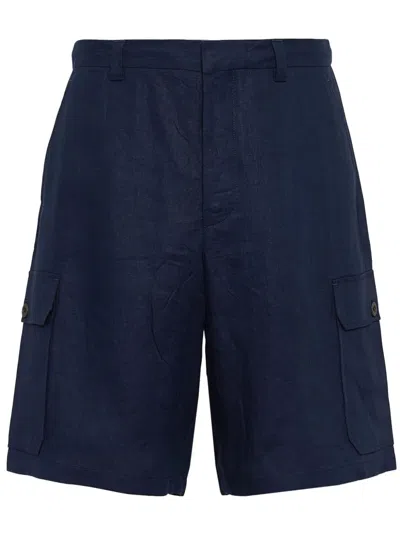 Prada Bermudas Aus Leinen In Blue