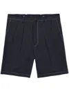 Prada Mens Black Triangle-logo Tailored Linen Bermuda Shorts In Black  