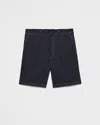 Prada Triangle-logo Poplin Bermuda Shorts In Black
