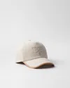 Prada Canvas Baseball Cap Curved Brim In Natur
