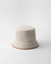Prada Linen Blend Bucket Hat In Natur