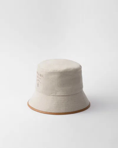 PRADA LINEN BLEND BUCKET HAT