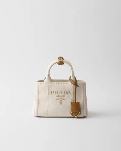 Prada Linen Blend Mini Handbag In Natur