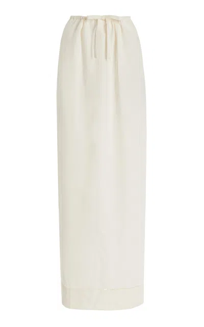 Prada Linen Maxi Skirt In White