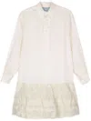 Prada Linen Midi Dress In Neutrals