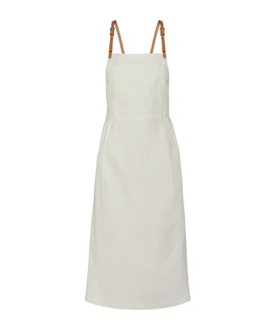 Prada Linen Midi Dress In White
