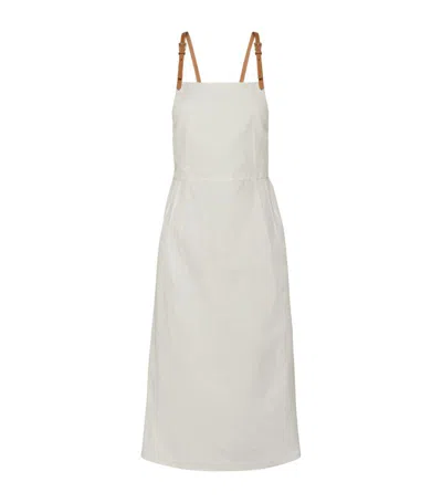 Prada Linen Midi Dress In White