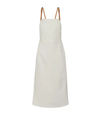 Prada Linen Midi Dress In White