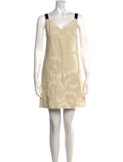 Pre-owned Prada Linen Mini Dress In Neutrals