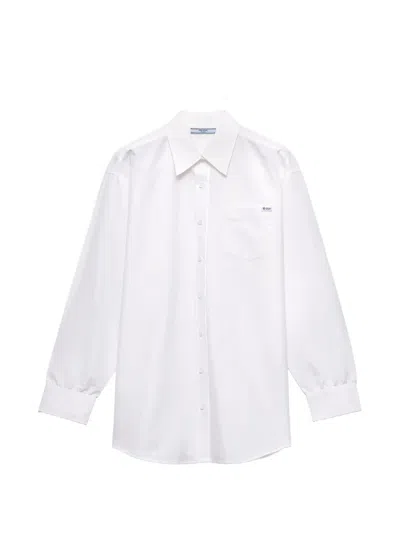 Prada Linen Muslin Shirt In White