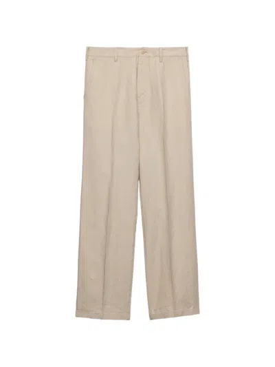 Prada Linen Pants In Neutral
