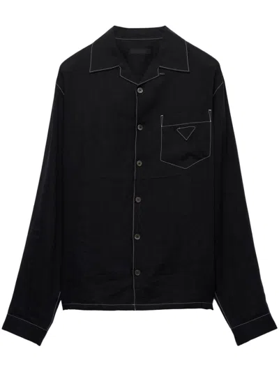 Prada Linen Shirt In Black