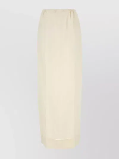 PRADA LINEN SKIRT WITH ELASTIC WAISTBAND AND FRONT SLIT