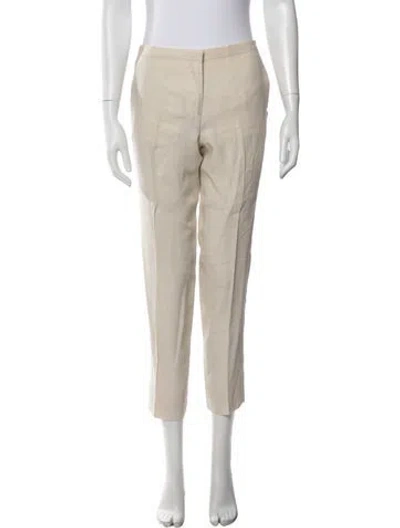 Pre-owned Prada Linen Straight Leg Pants In Neutrals