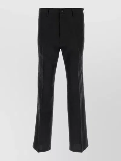 Prada Linen Tailored Pants Belt Loops Pockets In Black