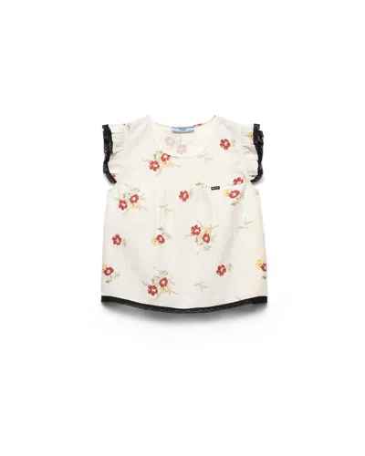 Prada Top Aus Leinen Mit Blumenmotiv In Multi