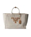 Prada Linen Tote Bag In Neutral Color