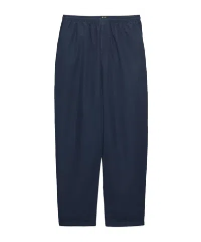 Prada Linen-blend Pants In Blue