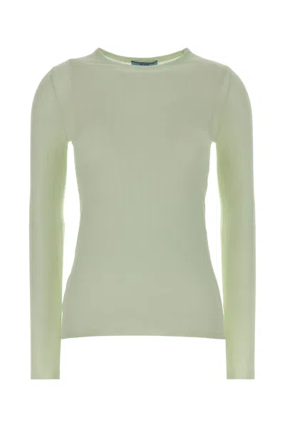 Prada Linfa Knit Crewneck Sweater For Women In Green