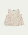 Prada Womens Neutral Embroidered Floral-print Cotton And Linen Top
